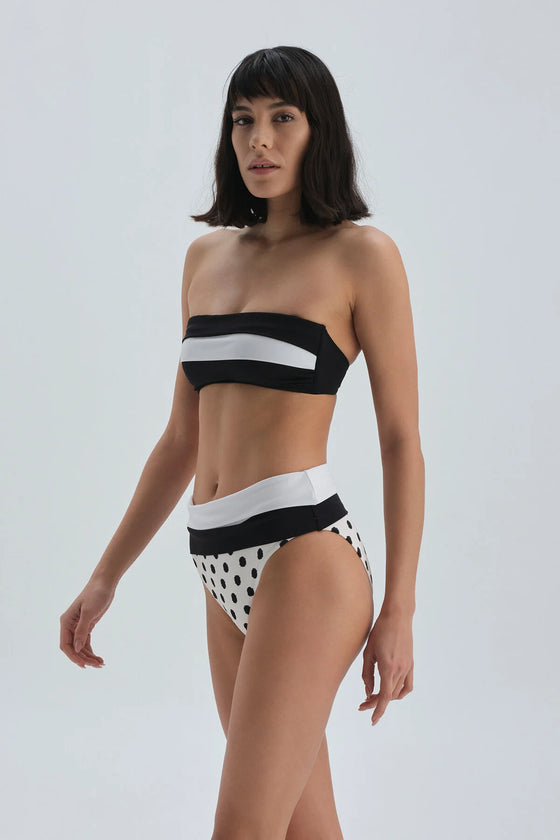 High Waist Black White Bikini Bottom