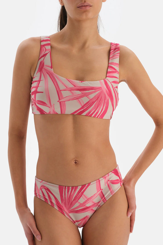 Fuchsia Grey High Waist Bikini Bottom