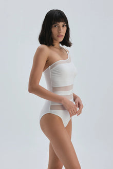  One Shoulder White Swimsuit