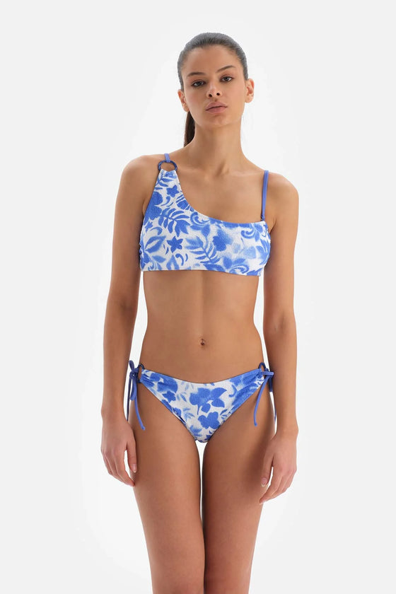 Blue & White Spaghetti Bikini Bottom