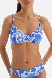  Blue & White Lifting Underwire Bikini Top