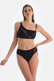  Black One Shoulder Bikini Set