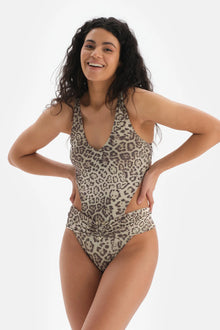  Coffee Patterned Swimsuit