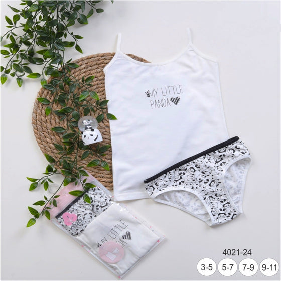 Girls` Panda print underwear set