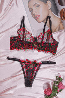  Alluring black and red lingerie set